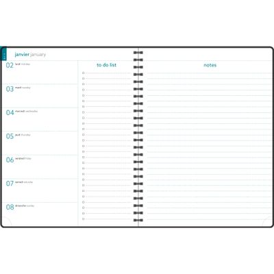 Exacompta Cordoba Easytime - Agenda de bureau 21 x 27 cm - 2025 - semainier - reliure à anneaux métalliques - 27S - ivoire - floral - disponible dans différentes couleurs