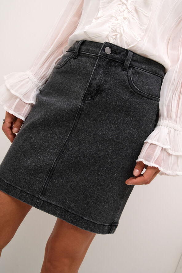 Cream CRTrish Denim Skirt Washed black glitter