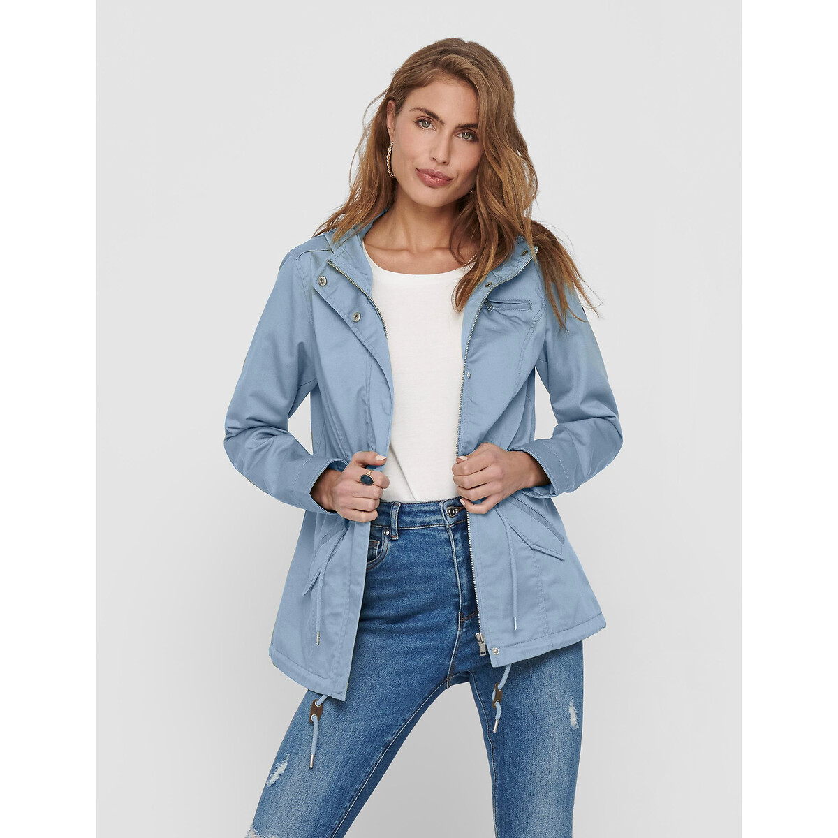 SOMENTE<br>Parka com capuz e zíper