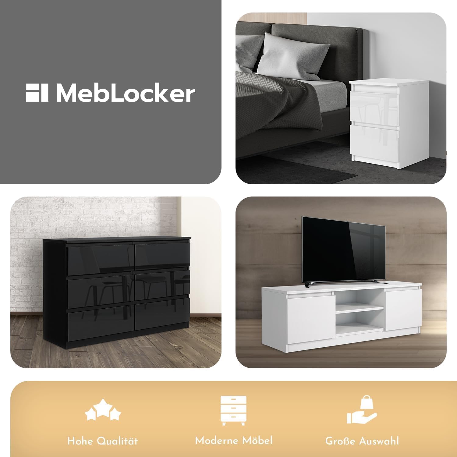 Kommode mit 3 Schubladen 2 Schranktüren 120 cm Ideal für Wohnzimmer, Schlafzimmer, Kinderzimmer und Büro Moderne Elegante Lösung für stilvolle Aufbewahrung (Anthrazit)