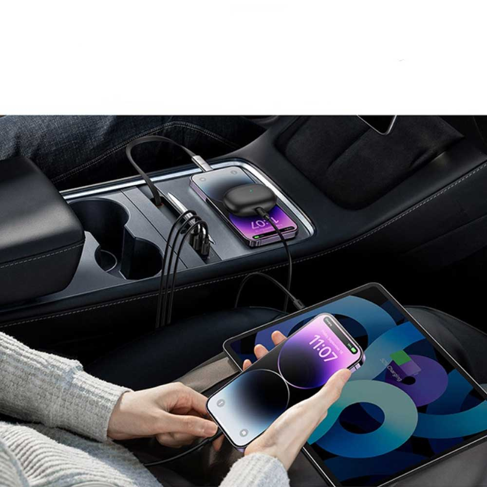 T-Space Series Tesla Model 3 / Y USB Multiport Adapter Hub mit USB C Kabel   USB C / 2x USB 3.0 Anschluss für die Mittelkonsole (BS-TS002)