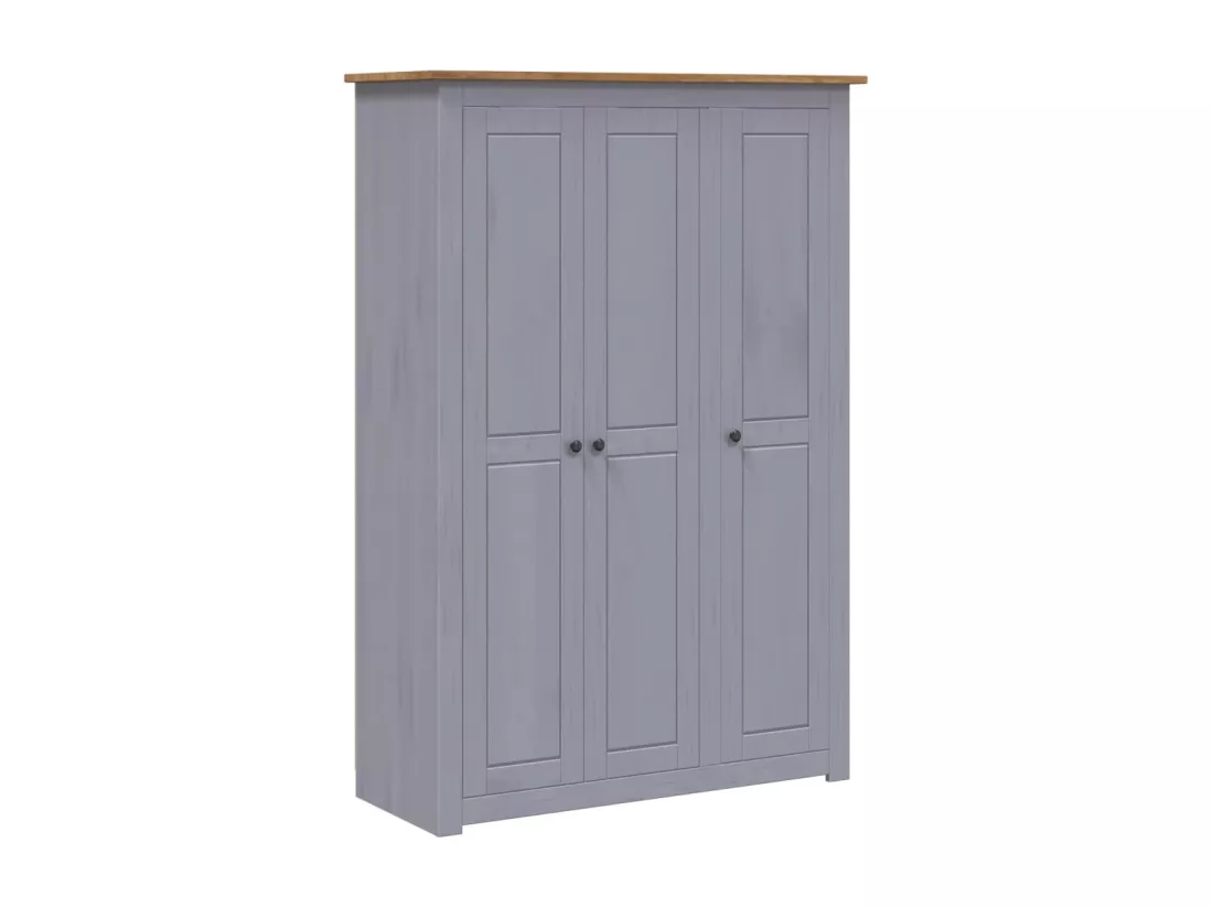 Garde-robe 3 portes Gris 118x50x171,5 cm Pin Assortiment Panama