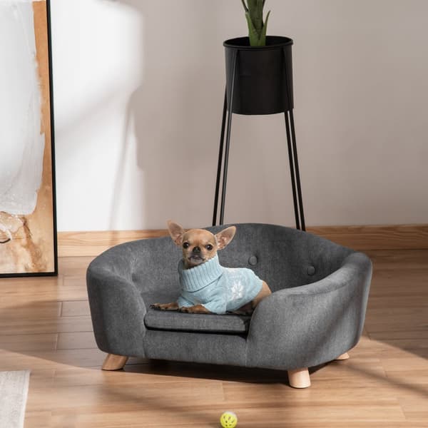 Pet Sofa Hundematte Hundeseng Hundesofa Hundesofa Kattesofa Med Pute Rygglomme Plysjskum Furu 70 X 47 X 30 Cm