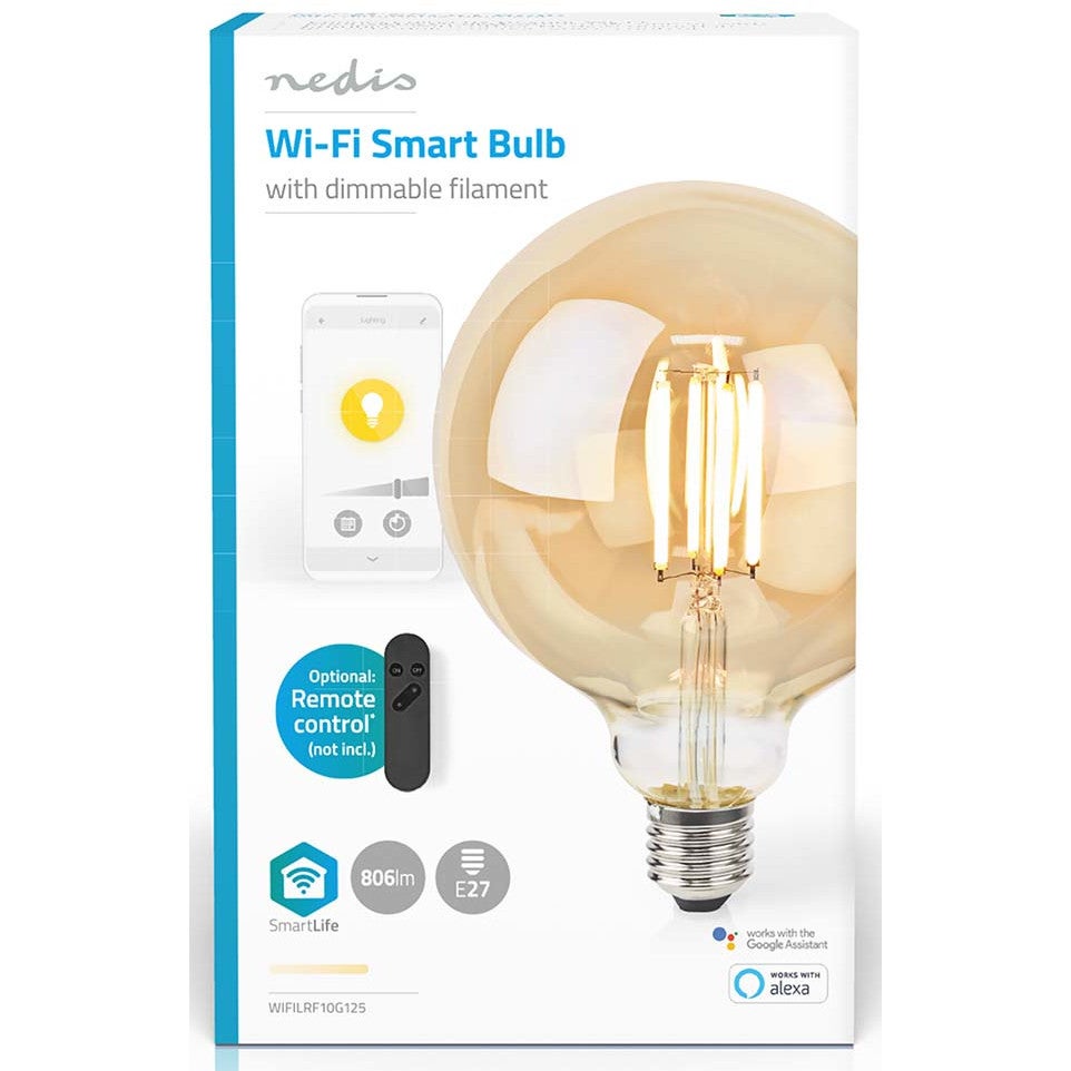 Nedis WIFILRF10G125 Smartlife LED Filamentlamp E27 WIFI 806 lm 7W warm wit