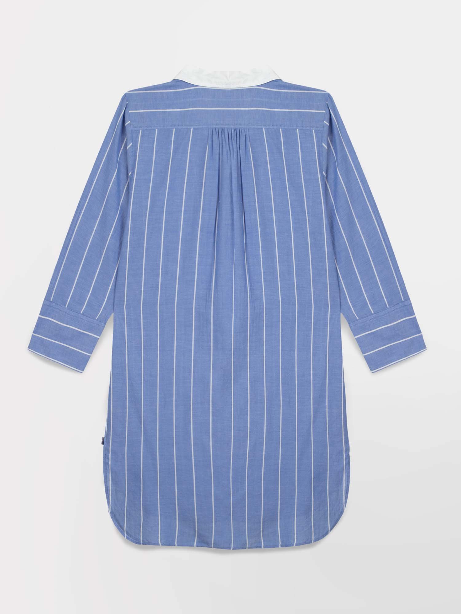 Tunique Femme Voile Coton A Rayures Bleu Clair