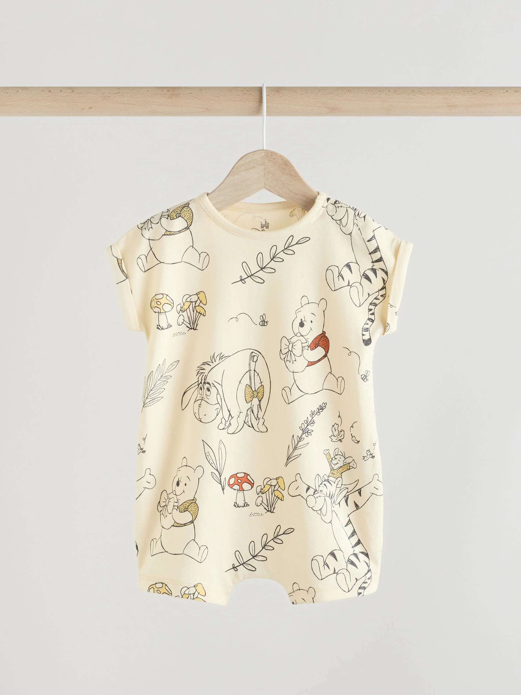 Geel/wit - 2 Pack Printed Winnie The Pooh Baby Rompers