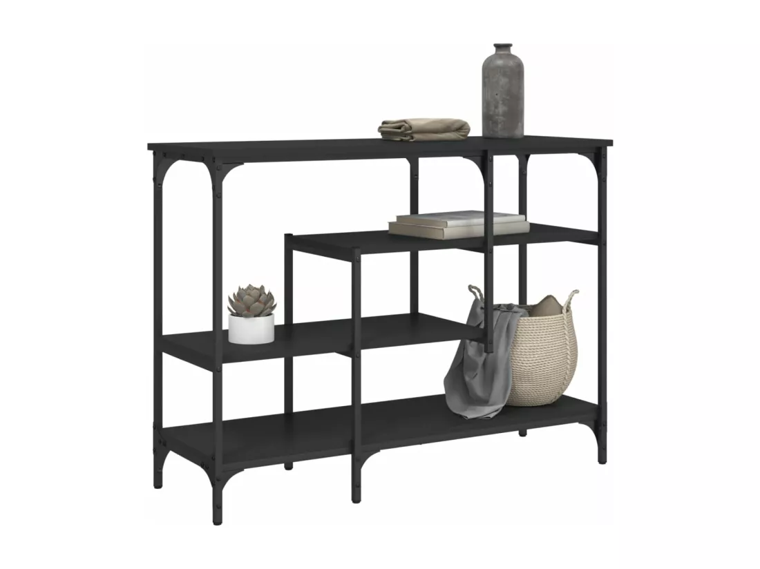 Table console avec étagères noir 100x35x75 cm