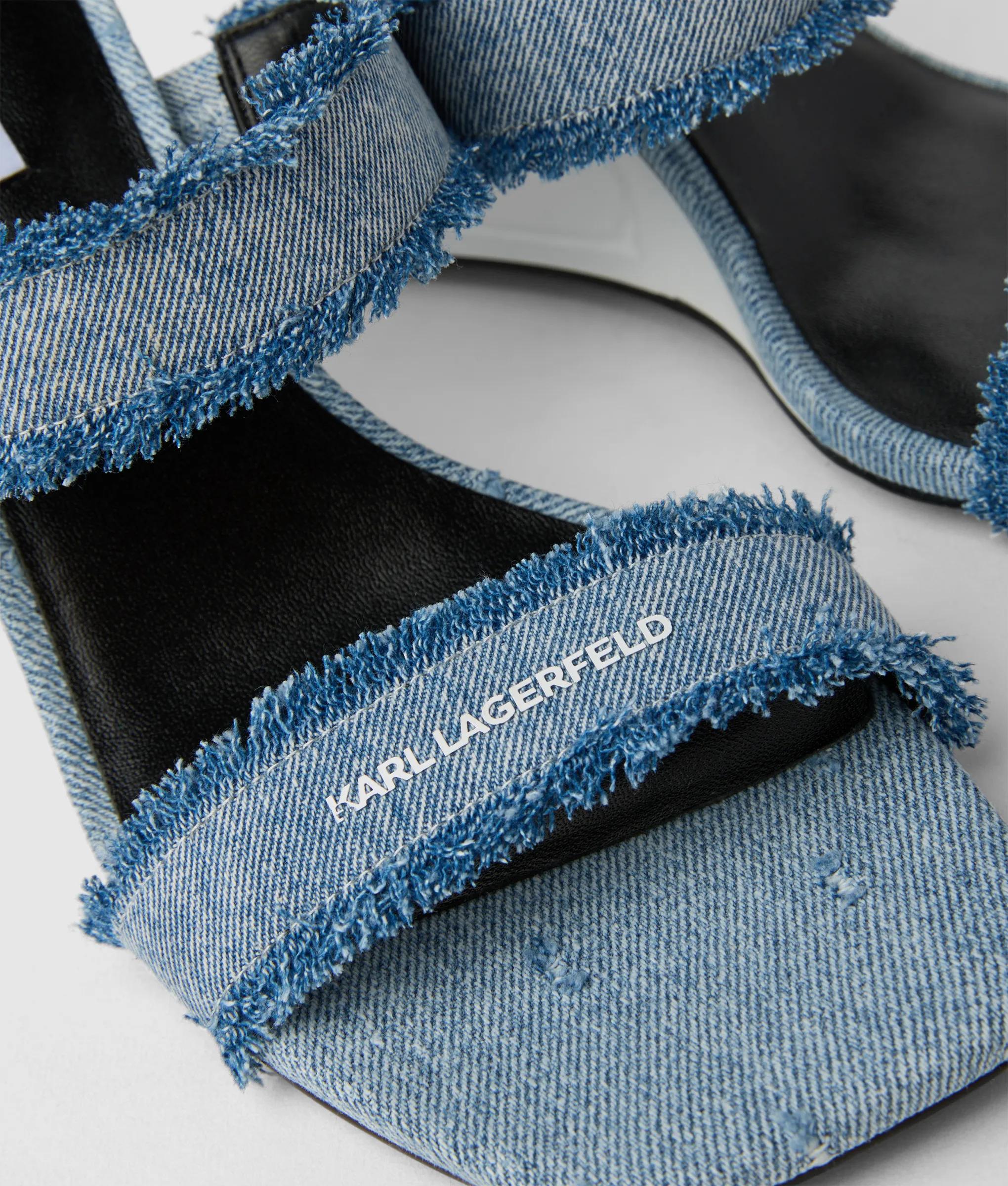 Waverly twin strap denim hak sandalen