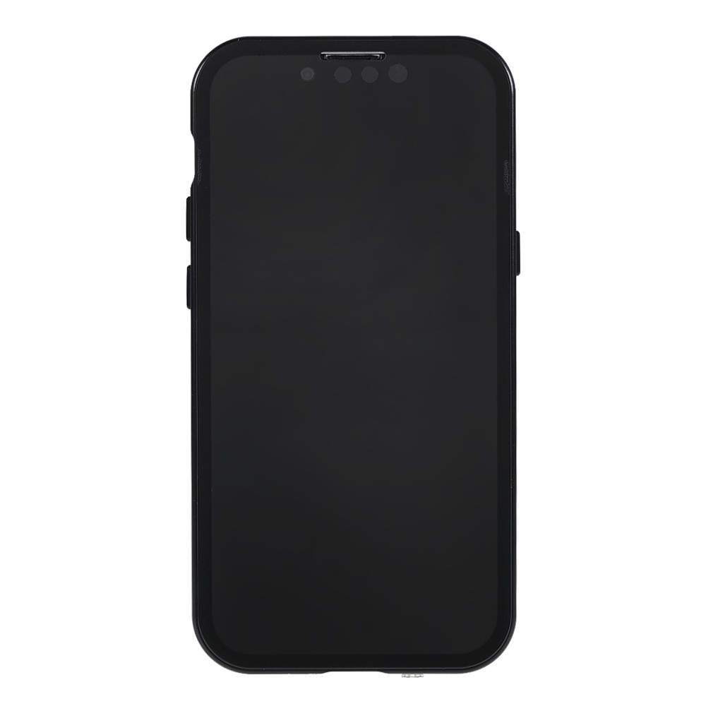 iPhone 13 Magnetische Alu Schutzhülle mit Panzer Glas Backcover   Privacy Displayschutz (Magnet-Technologie) - Schwarz