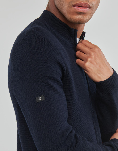 Superdry - STUDIOS MERINO ZIP THROUGH - Eclipse Navy