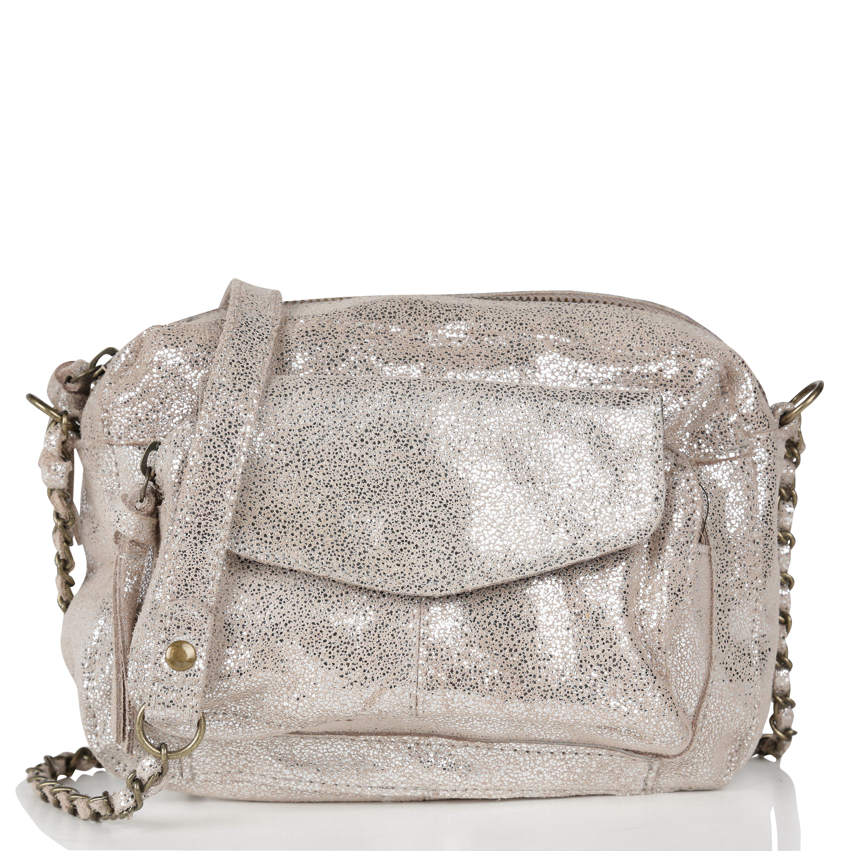 NAINA - Sac bandoulière en cuir | Argent