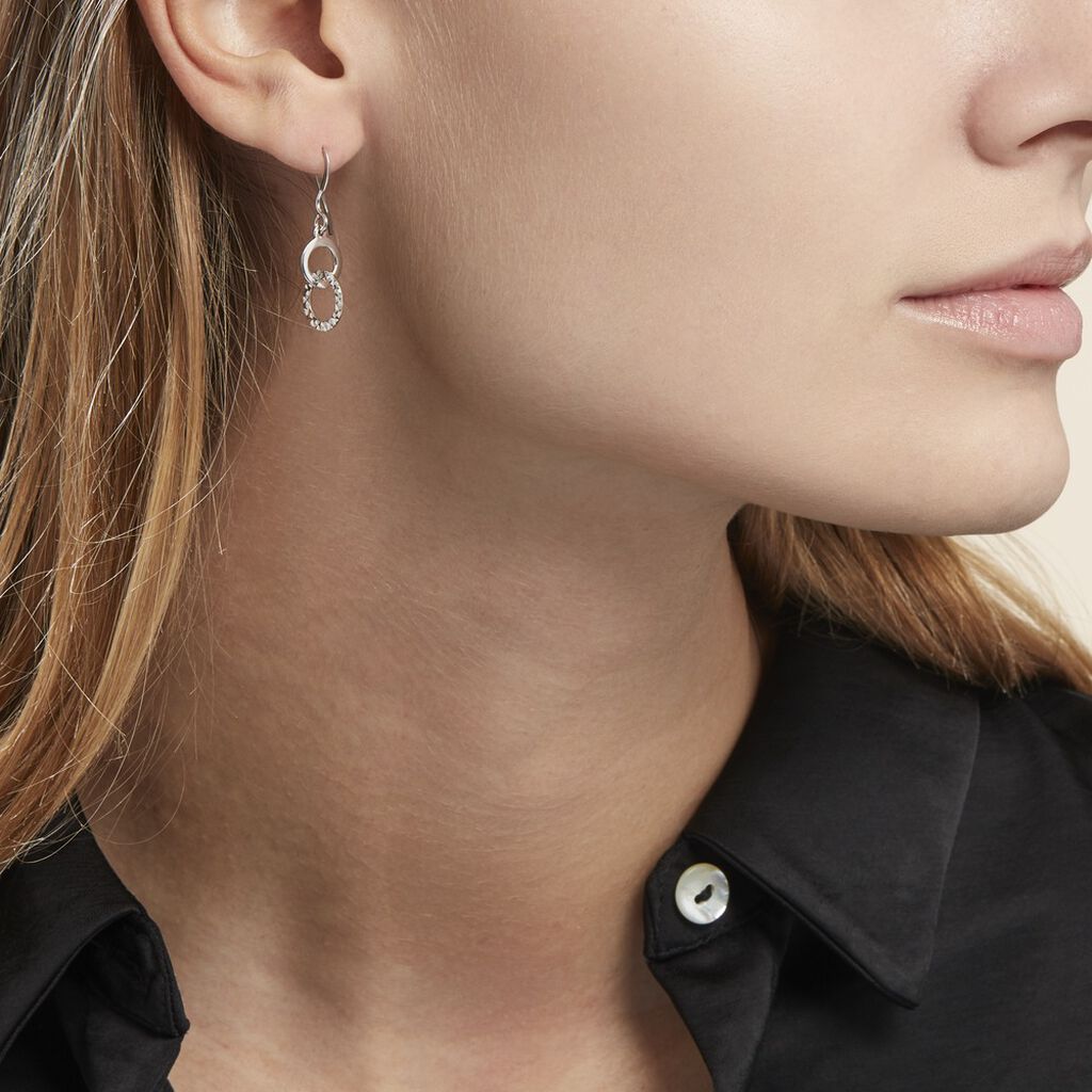 Boucles D'oreilles Pendantes Argent Blanc