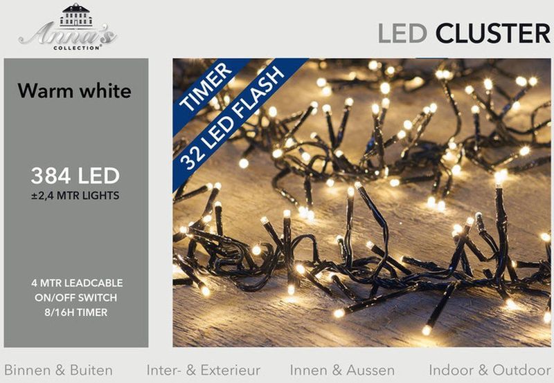 Anna's Collection - Clusterverlichting - Warm Wit - 384 LEDs - Met Timer en Knipperfunctie