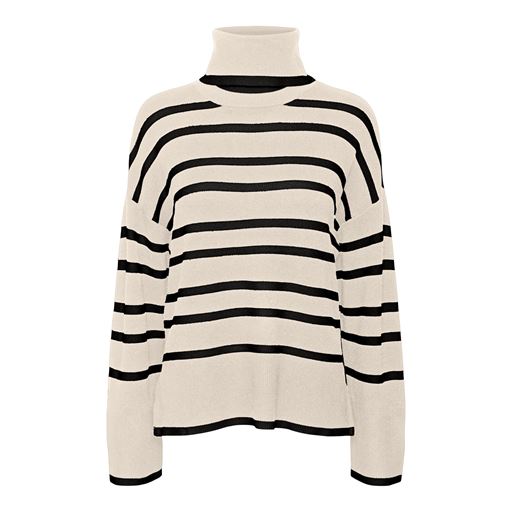 Vero Moda Saba Striktrøje, Birch/Black, XXL