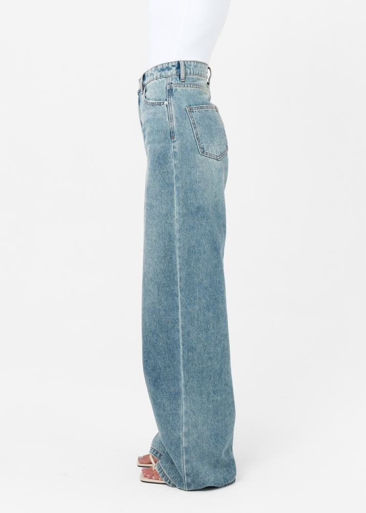 Wide leg classic jeans smokey blauw