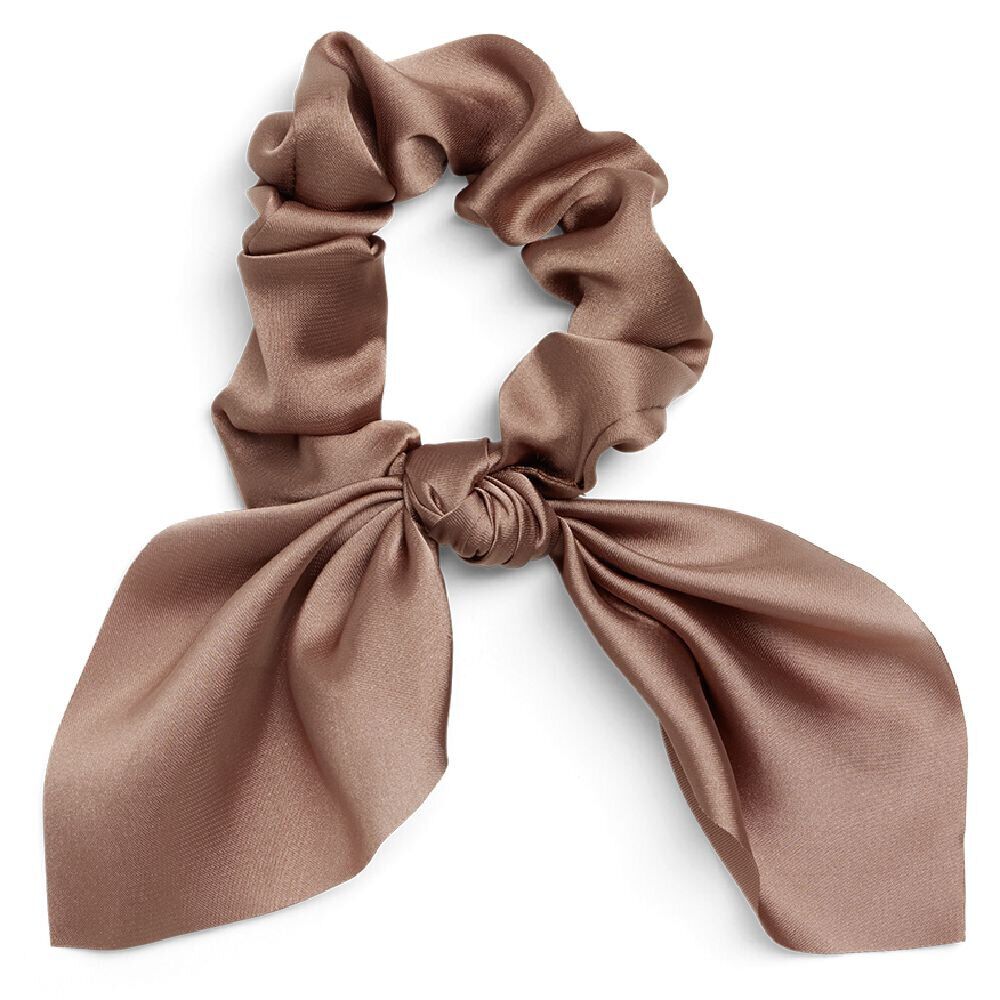 Chouchou foulard satiné marron