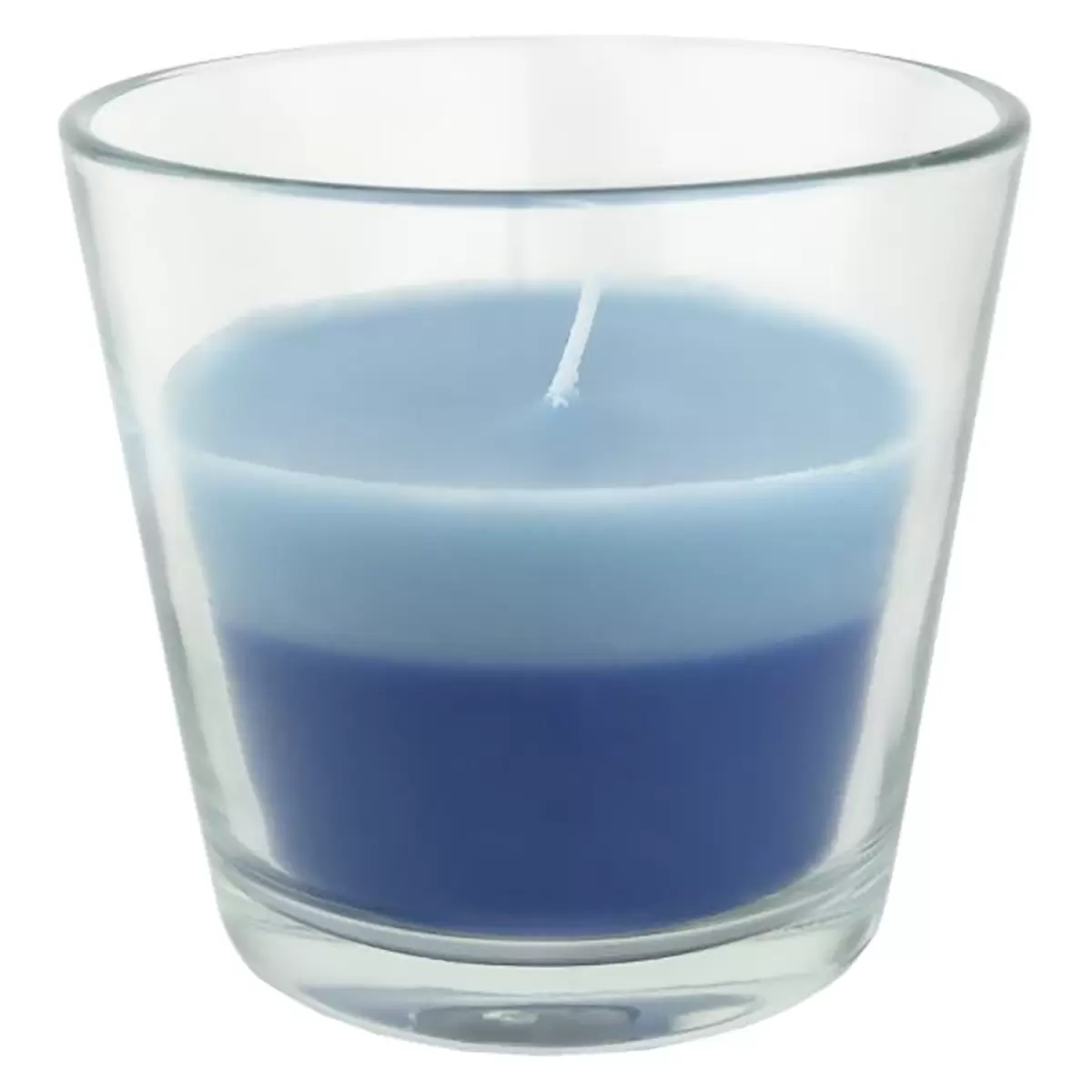 Kerze im Glas Ondega dunkelblau,hellblau