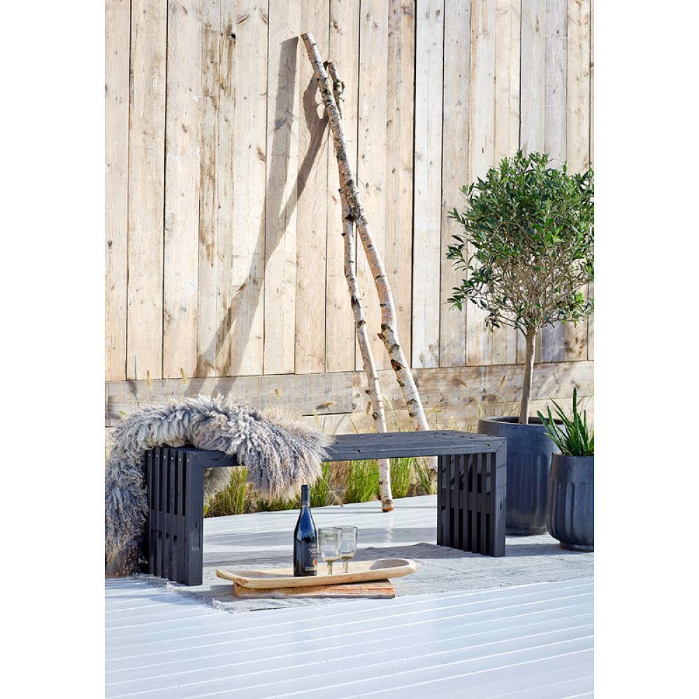 BENK PLUS RUSTIKK DESIGN SVART 138X36X45 CM
