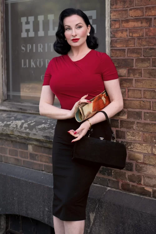 Vintage Chic for Topvintage Bella midi-rok in zwart
