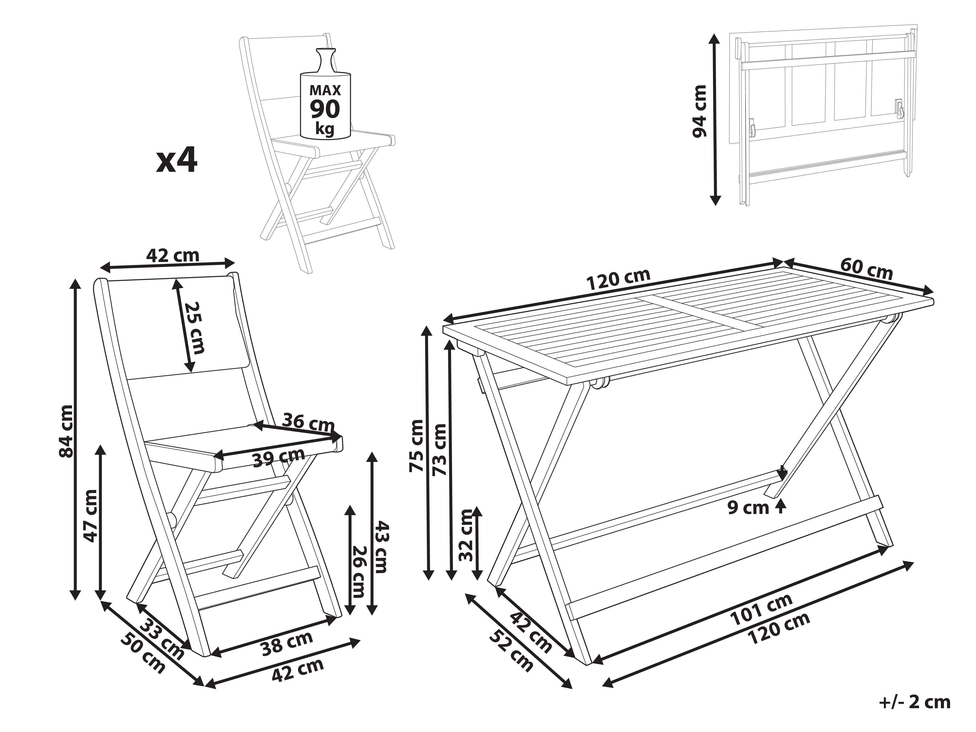 Tuinset 4-zits PROSSEDI Acaciahout Beige