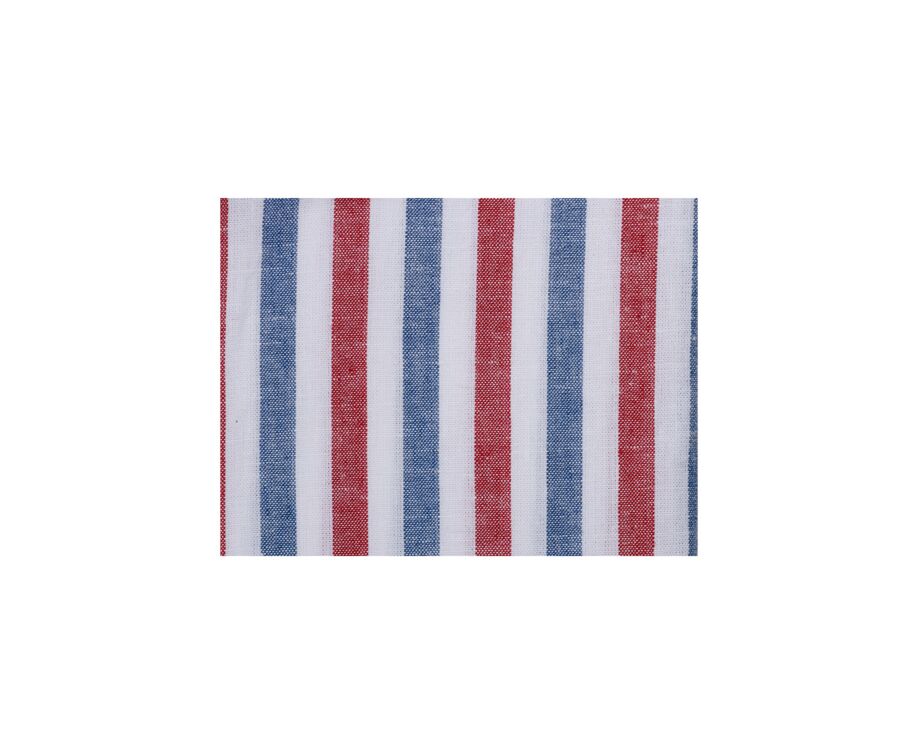 Chemise coton lin rayée Bleu vintage Rouge et Blanc - SIMONIN