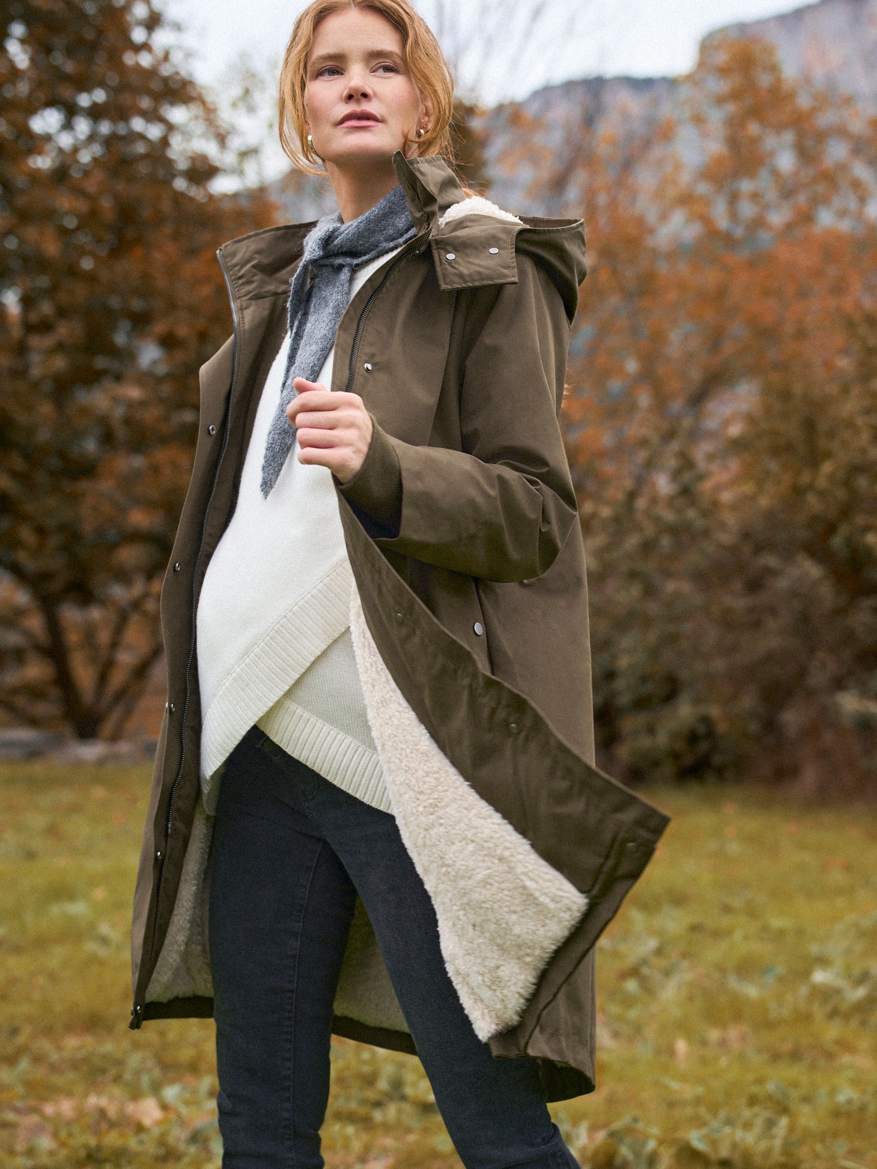 Khaki - Seraphine 3 in 1 Maternity & Babywearing Parka with Borg Lining