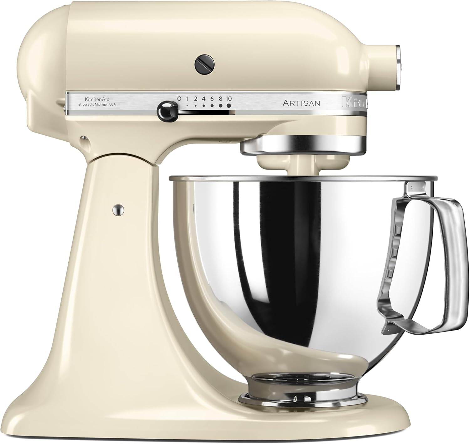 KitchenAid Robot Pâtissier I Artisan I Robot cuisine multifonctions à tête inclinable I Avec 4 accessoires I Bol de 4,8L | Crème