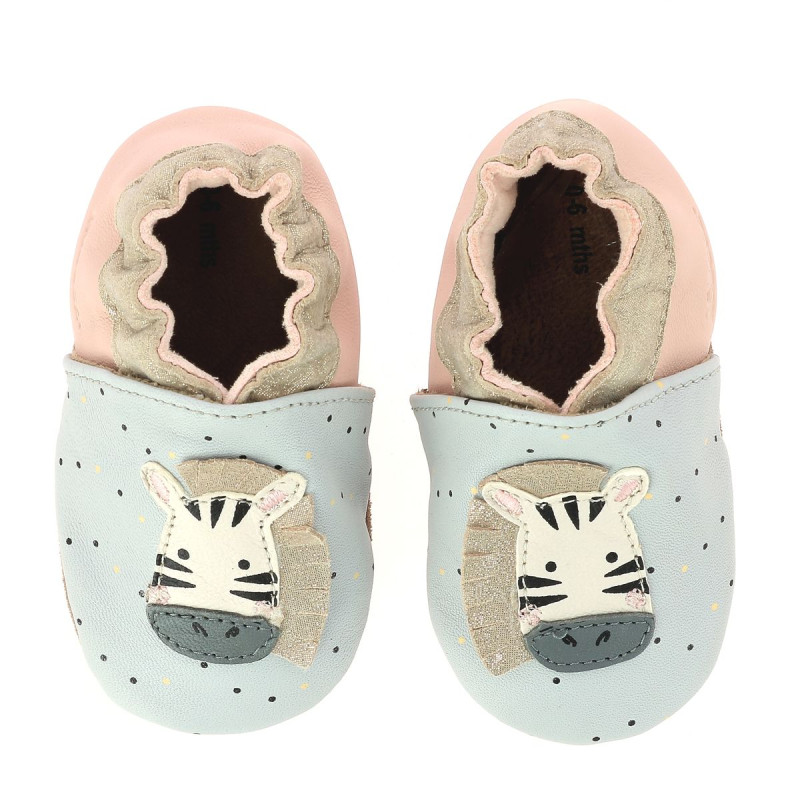 Robeez Robeez Chaussons Cute Zebra Gris Rose