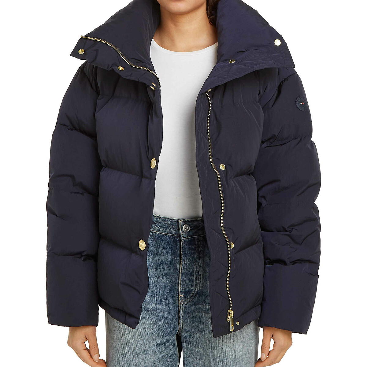 TOMMY HILFIGER<br>Jaqueta de manga comprida com gola alta e enchimento de plumas