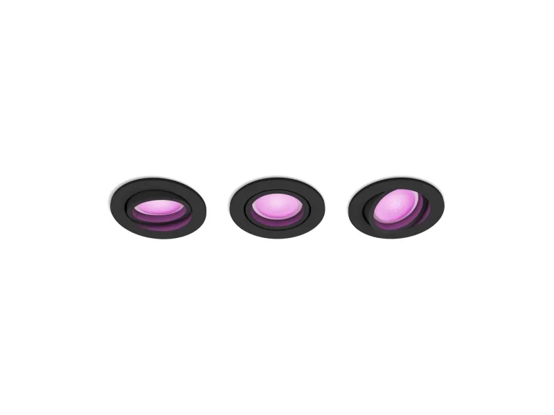 Philips Hue White and Color Ambiance Centura - Indlejret spotlys - LED-spot lyspære - GU10 - 5.7 W - 16 millioner farver/varmt hvidt til koldt hvidt lys - 2000-6500 K - sort (pakke med 3)