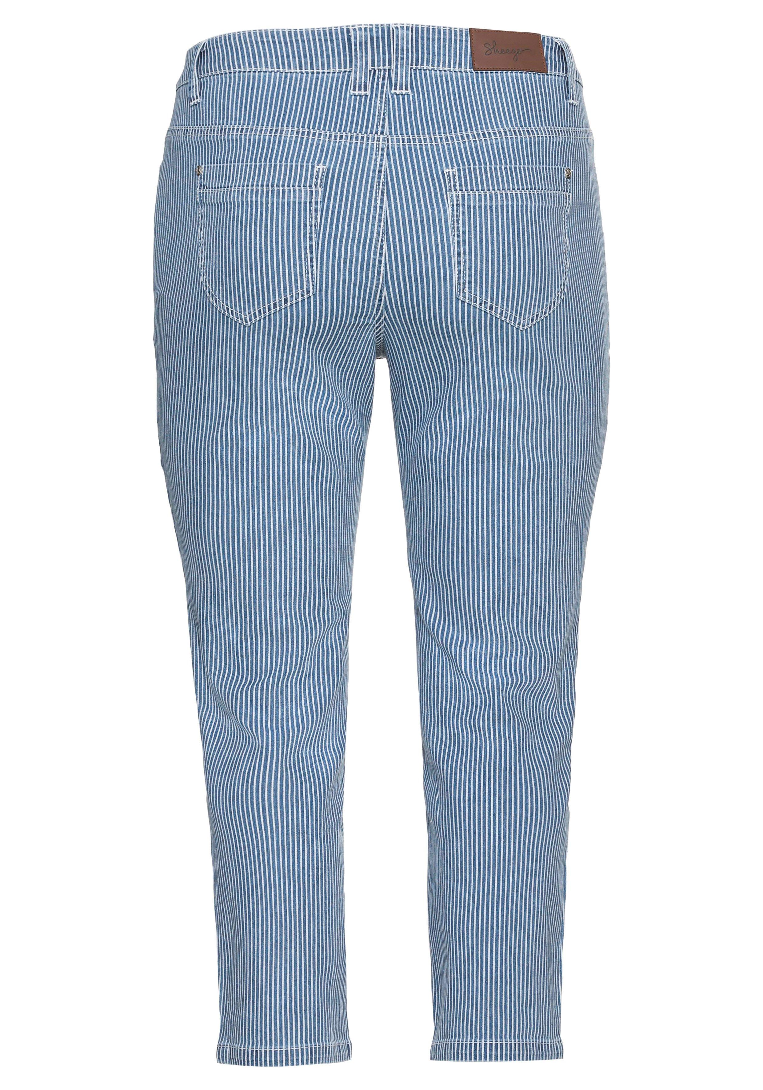 7/8-Jeans mit Allover-Streifen, in 5-Pocket-Form