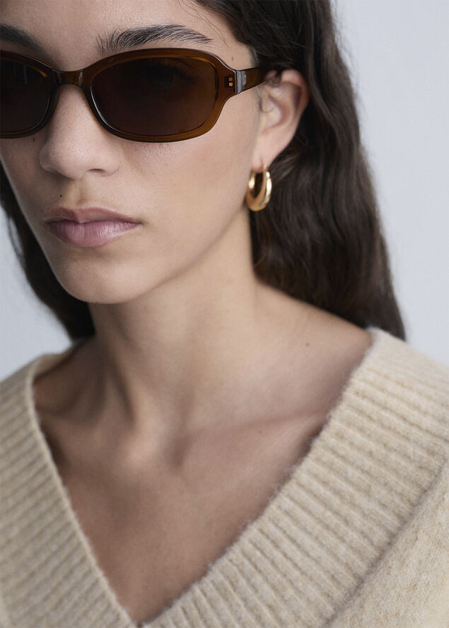 MANGO Oversized V-neck sweater Light beige