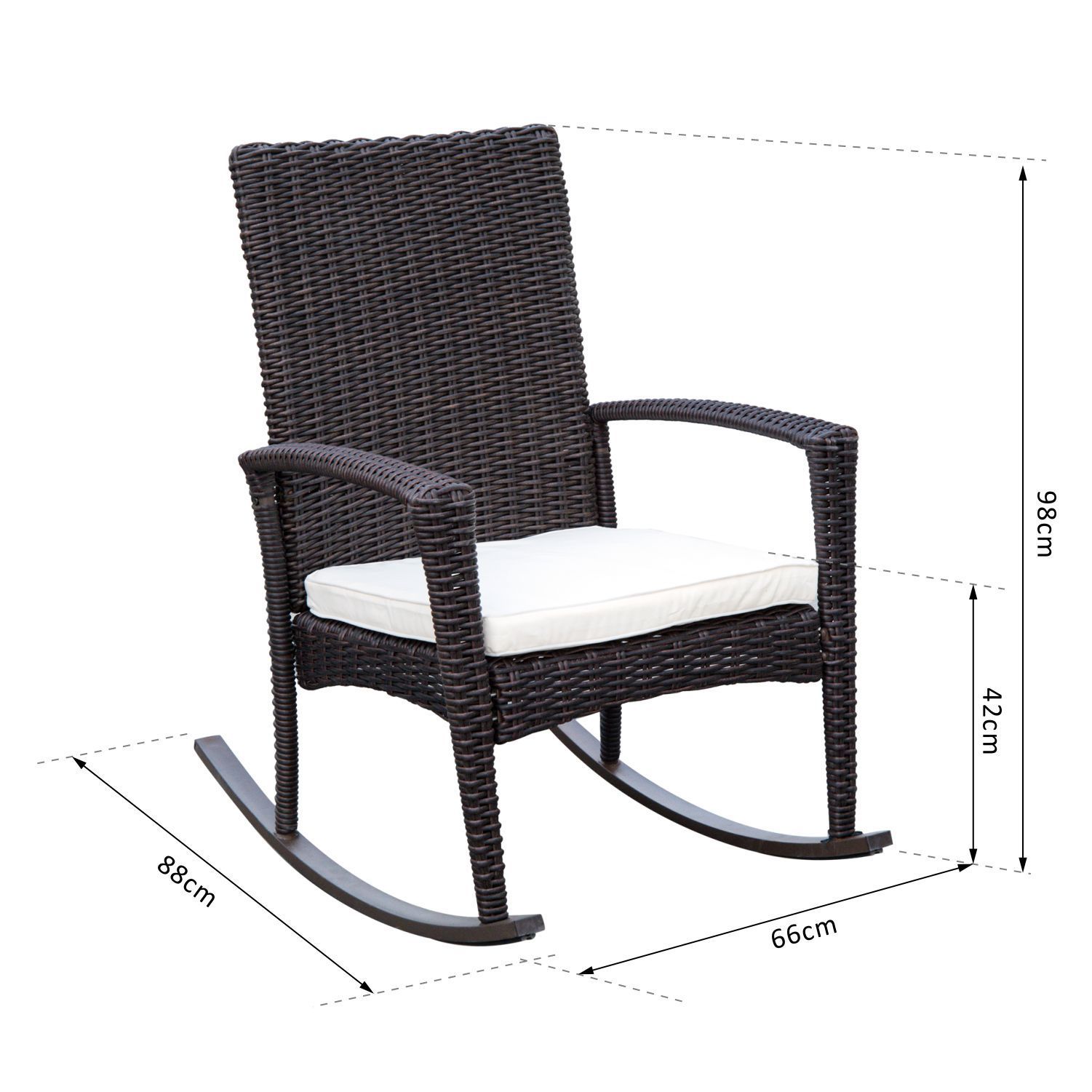 Outsunny Polyrattan Schaukelstuhl mit Kissen 88 x 66 x 98 cm (LxBxH)