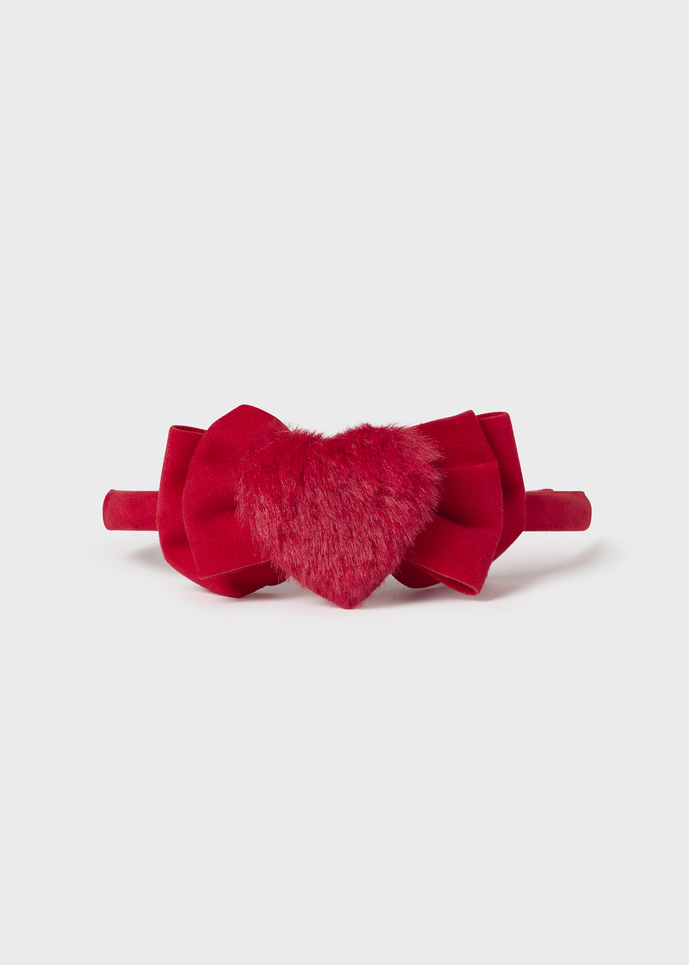 Faixa de cabelo para bebê com laço e coração.