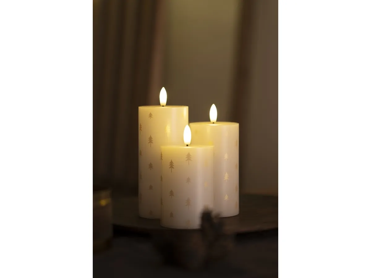 Sirius Sille Genopladelig Bloklys - Hvid/Guld - 3 stk