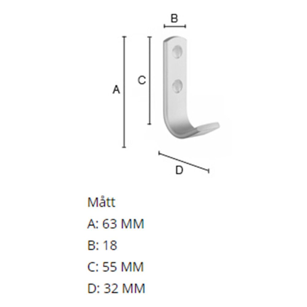 VEGGKROK BESLAGSBODEN 63MM SVART