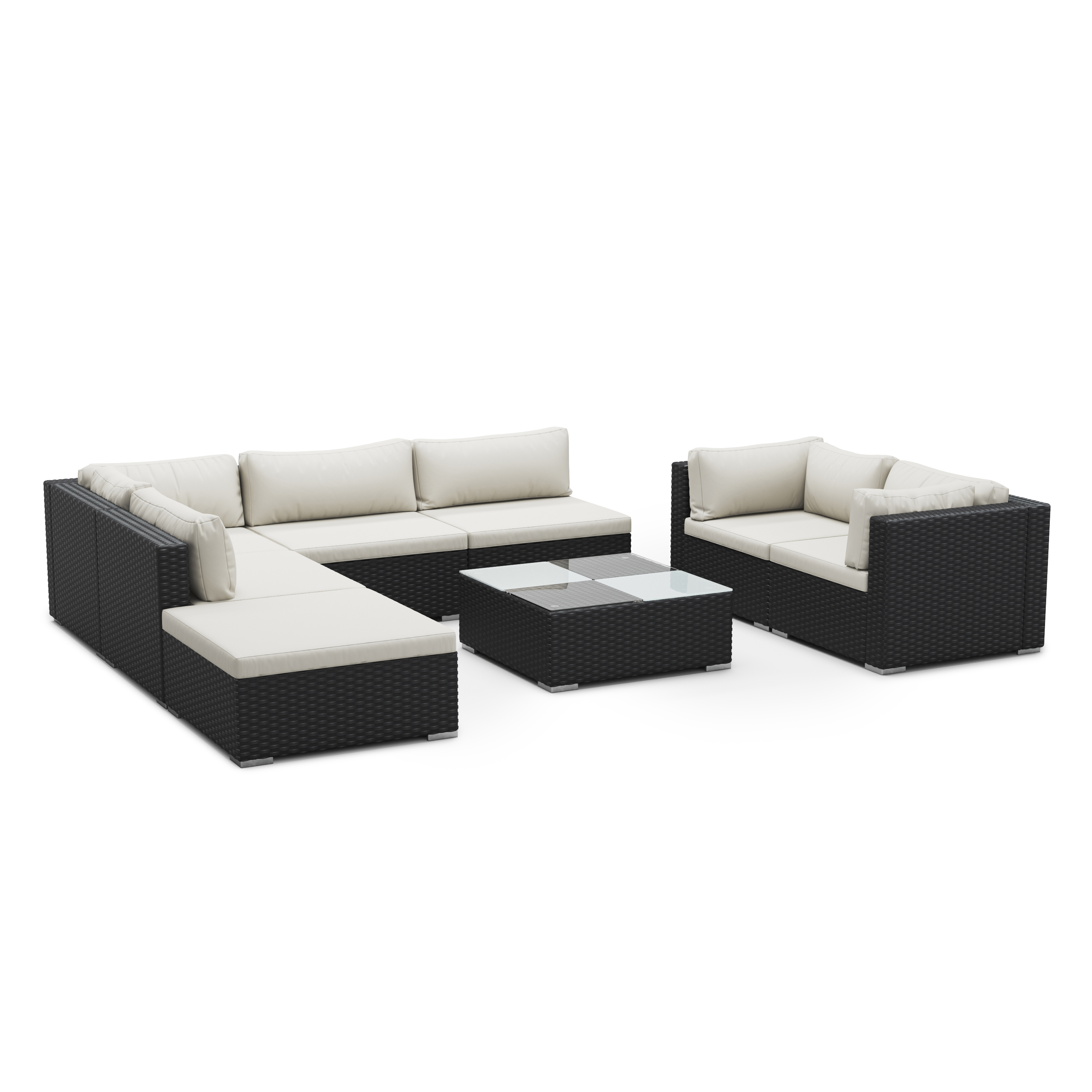 Rattanlounge NAXOS schwarz/beige