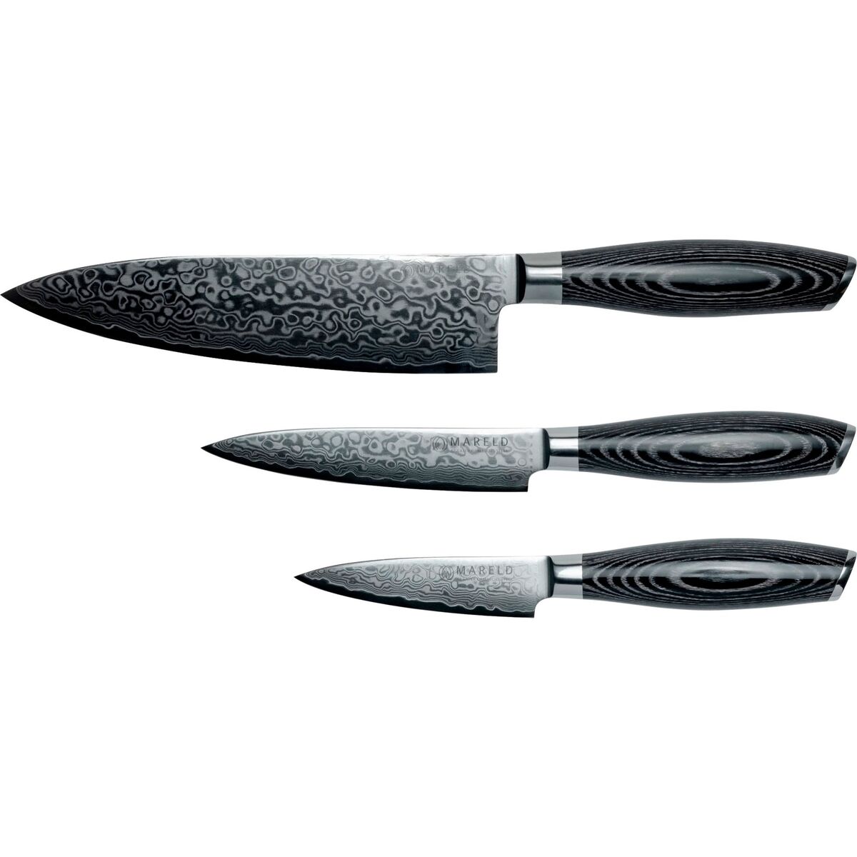 Akio Knivsett, 3 kniver, svart
