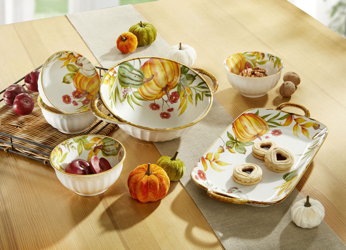 Herbstliches Porzellan-Set, 6-teilig