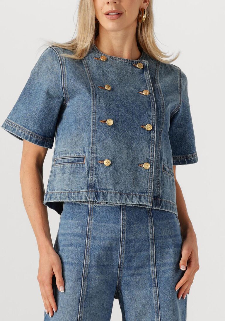zwarte ulla johnson blouses the serge short sleeve jacket