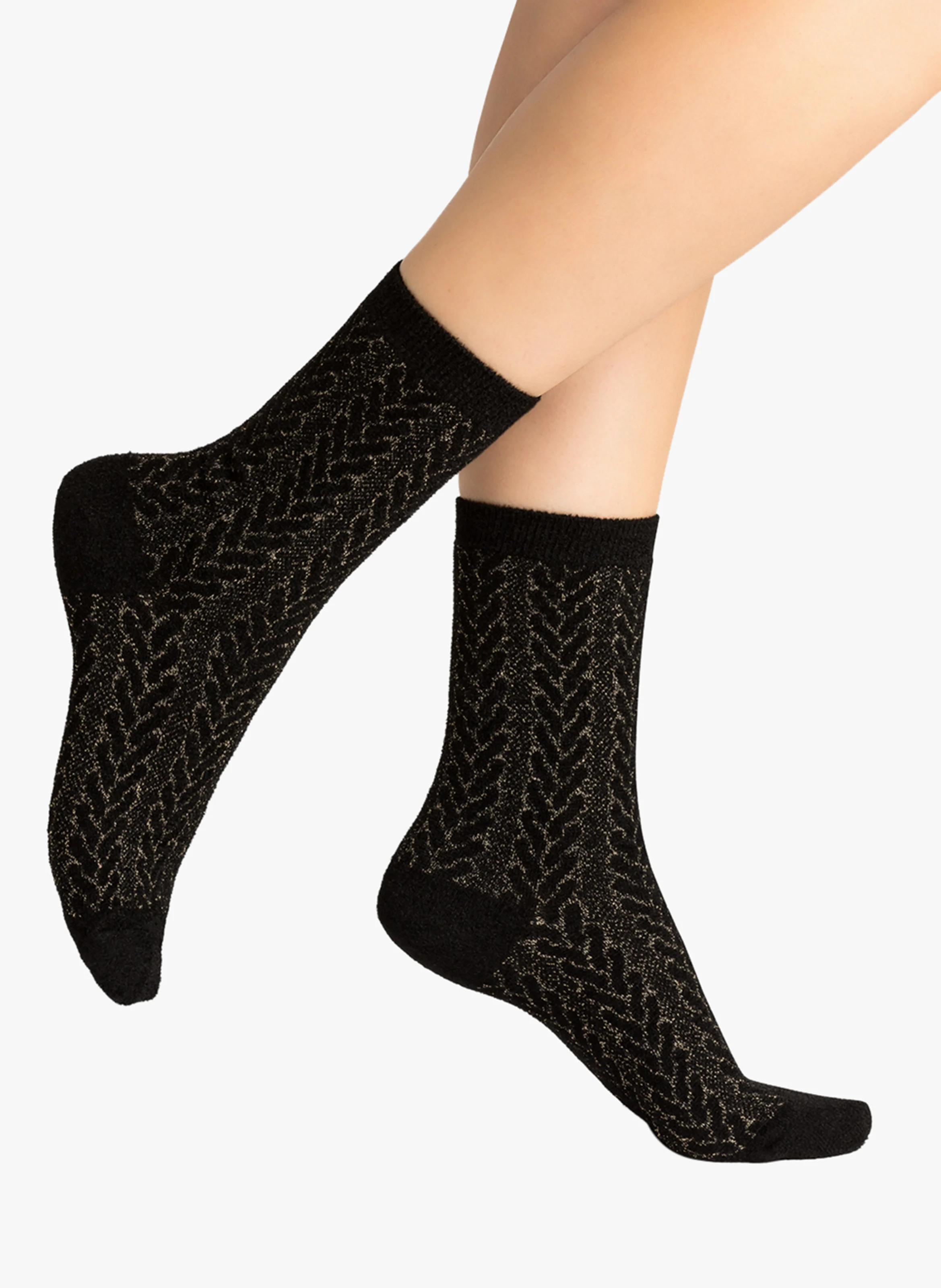 Chaussettes montantes avec fils métallisés | Noir