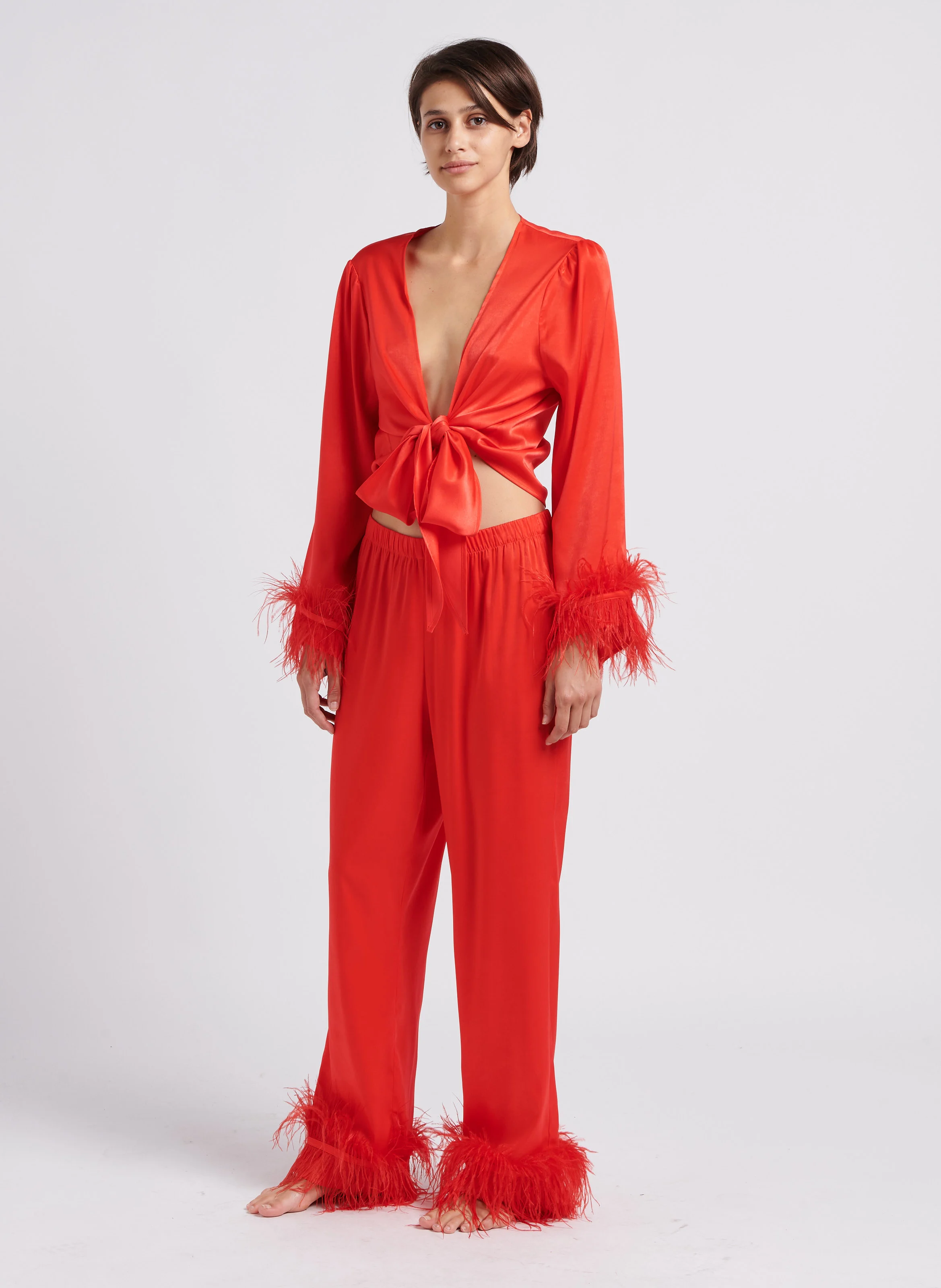 GLORIA - Pantalon de pyjama satiné | Rouge