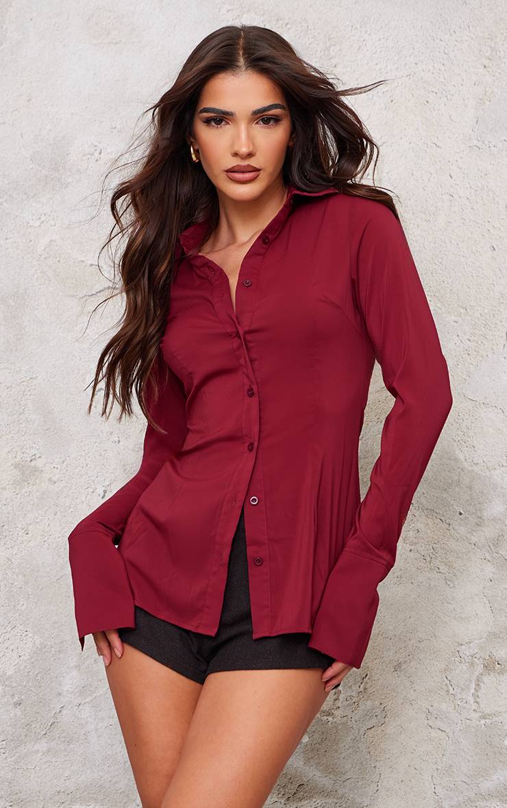 Rouge Marron Chemise Ajustée En Mousseline