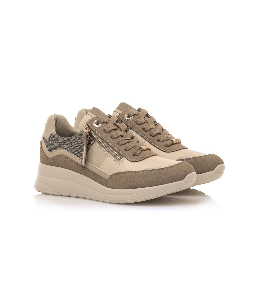 Tênis Mustang de lã marrom - Salto plataforma de 4,5 cm -