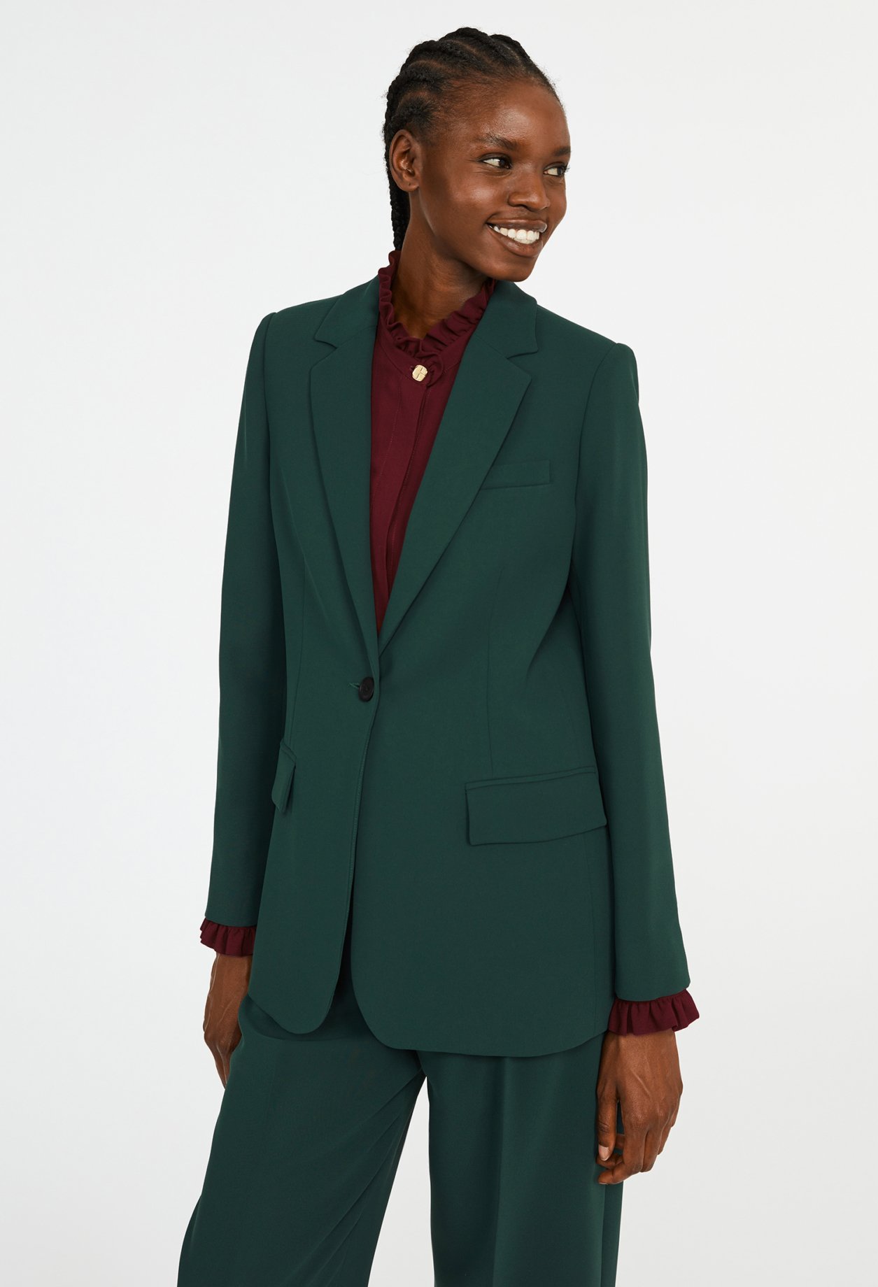 Veste vert for&ecirc;t tailleur cintree