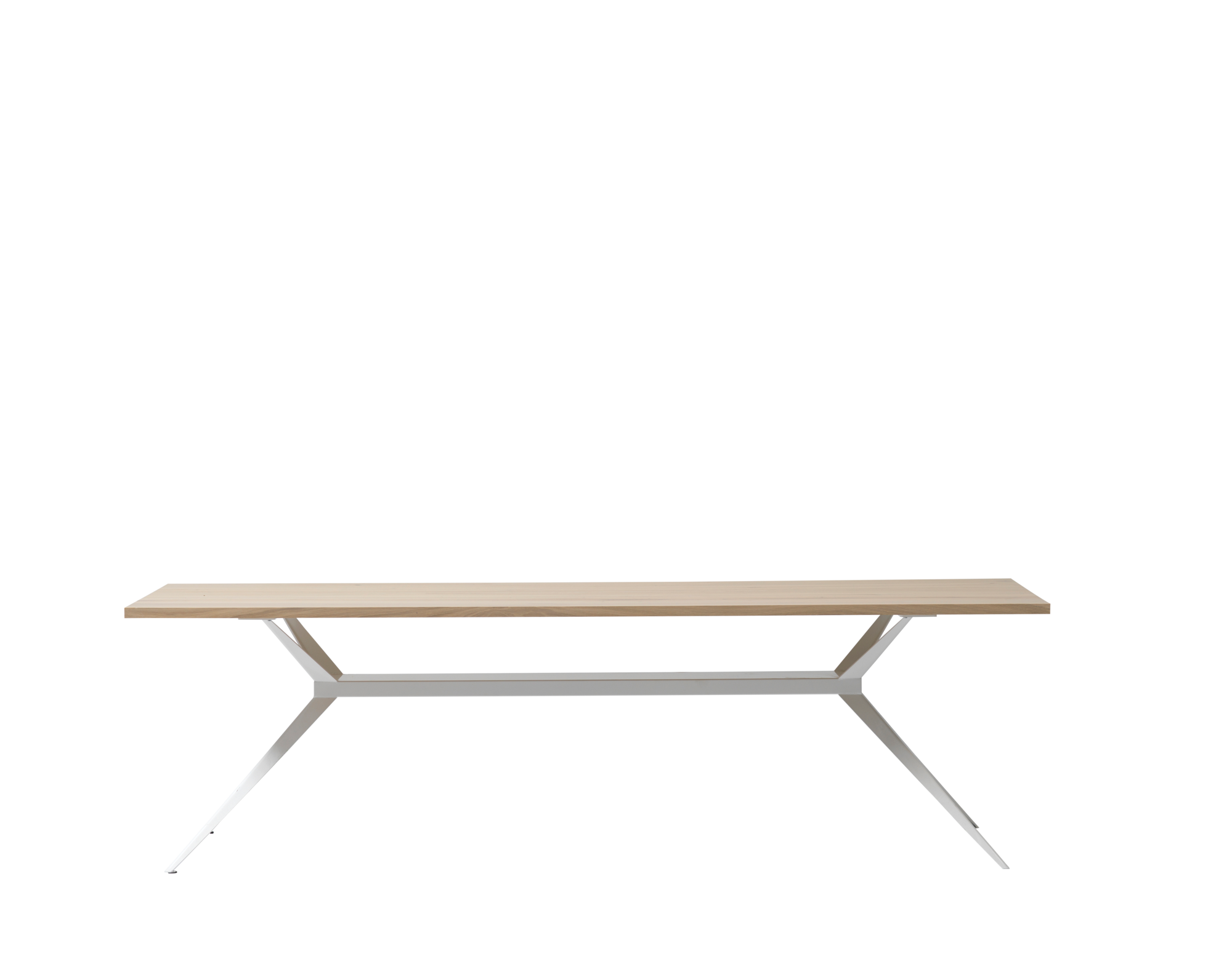 Loods 5 Design tafel Eagle 220x90 cm, eiken honing, rechte rand, wit zijdeglans onderstel