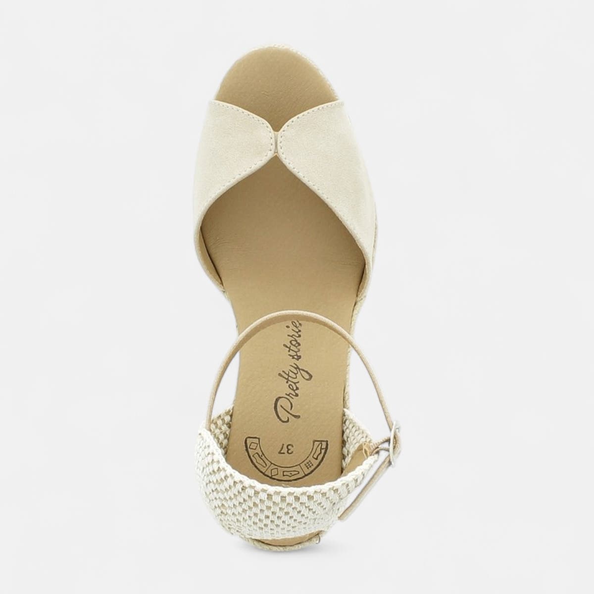 Espadrilles à talon compensé Femme beige