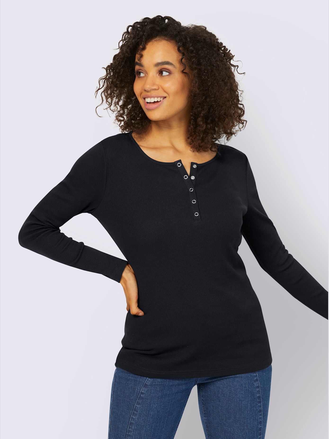 T-shirt encolure avec patte de boutonnage