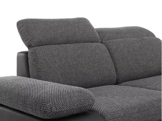 Canapé d'angle convertible avec rangement en tissu et simili RABELAIS - Bicolore anthracite et noir