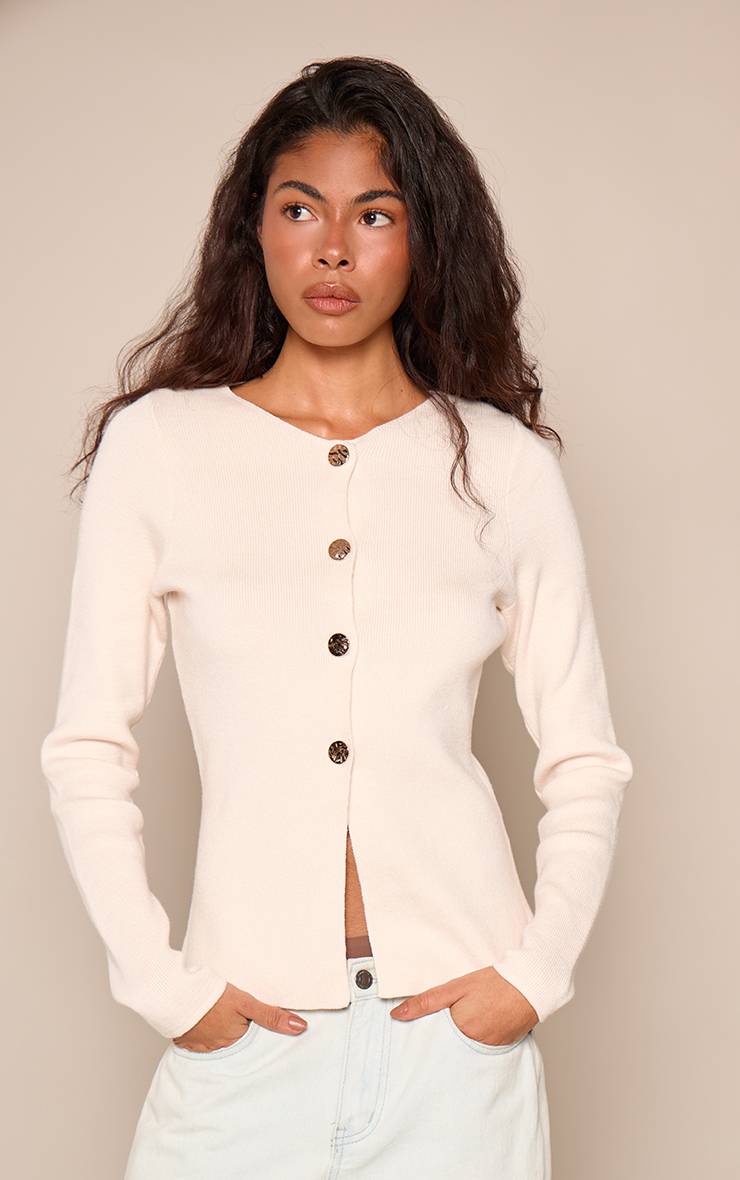 Crème Gilet En Maille Compacte À Basque